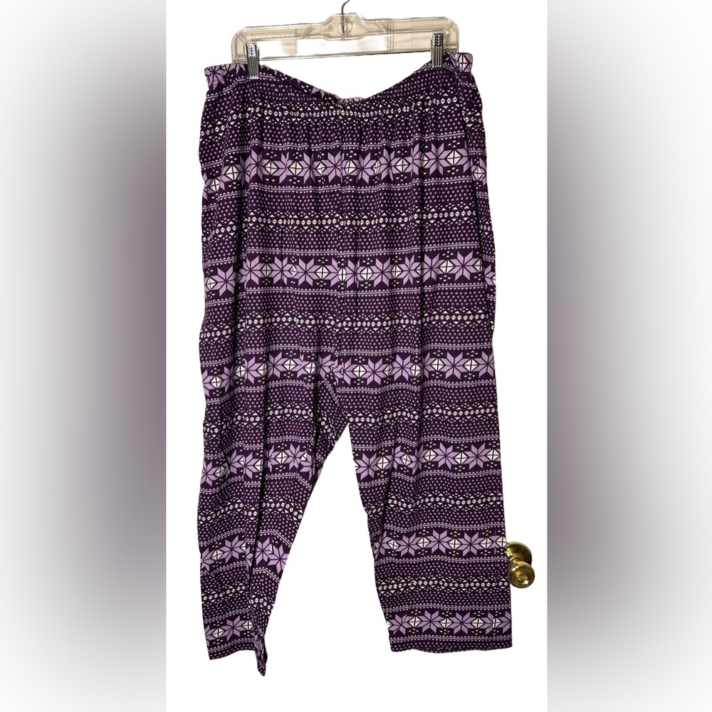 Dreams‎ & Co. Women's Purple Snowflake Patterned Pajama Pants